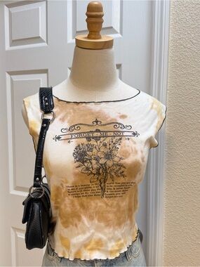 BDG UO Forget Me Not Tie Dye Graphic Tank Top Small Y2K Fairy Grunge Boho